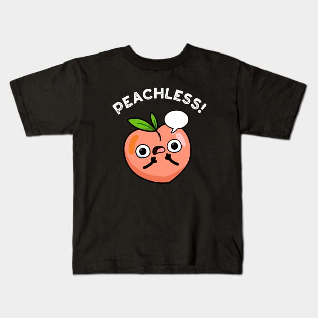 Peachless Cute Speechless Peach Pun Kids T-Shirt by punnybone